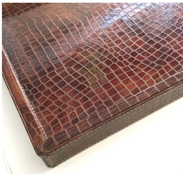 BANDEJA RECTANGULAR MADERA Y PIEL GRABADA - Imagen 3