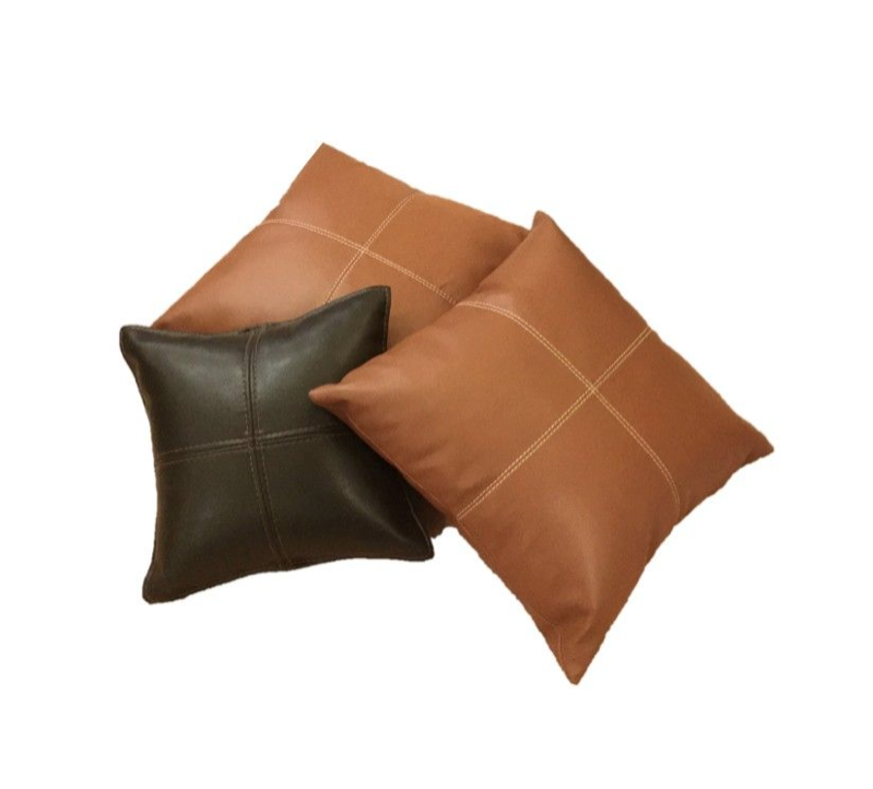 COJINES PESPUNTES SET/3 POLIPIEL AVELLANA-CHOCOLATE